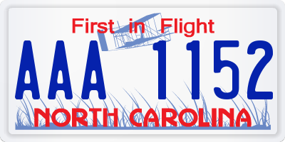 NC license plate AAA1152