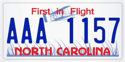 NC license plate AAA1157