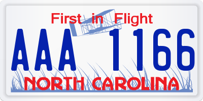 NC license plate AAA1166