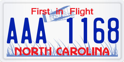 NC license plate AAA1168