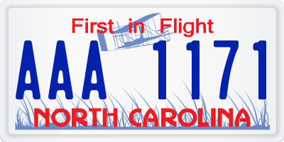 NC license plate AAA1171