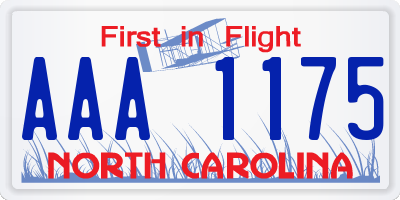 NC license plate AAA1175