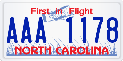 NC license plate AAA1178