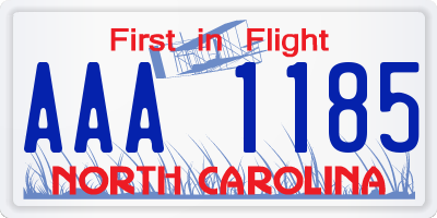 NC license plate AAA1185