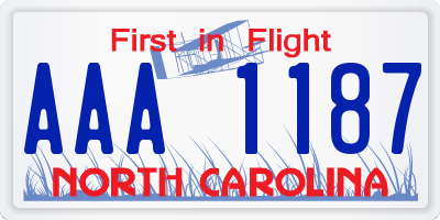 NC license plate AAA1187