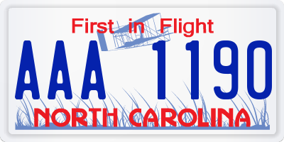 NC license plate AAA1190
