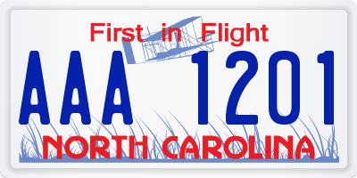NC license plate AAA1201