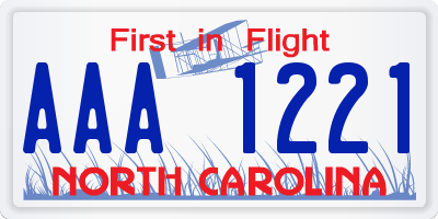 NC license plate AAA1221