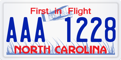 NC license plate AAA1228