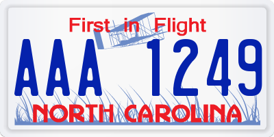 NC license plate AAA1249