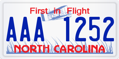 NC license plate AAA1252