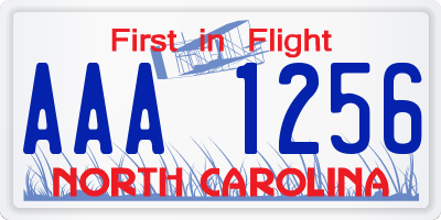 NC license plate AAA1256