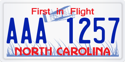 NC license plate AAA1257