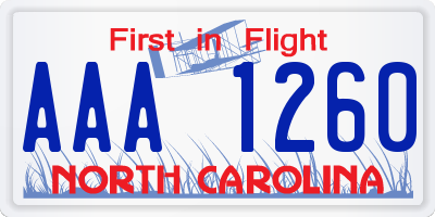 NC license plate AAA1260