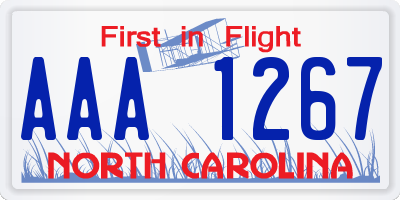 NC license plate AAA1267