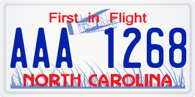 NC license plate AAA1268