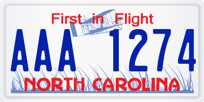 NC license plate AAA1274