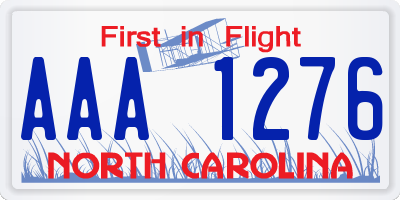 NC license plate AAA1276