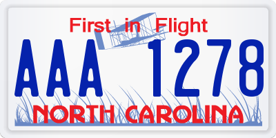 NC license plate AAA1278