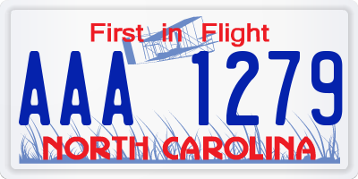 NC license plate AAA1279