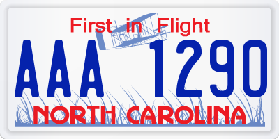NC license plate AAA1290