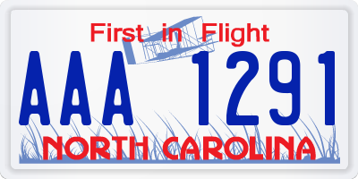 NC license plate AAA1291