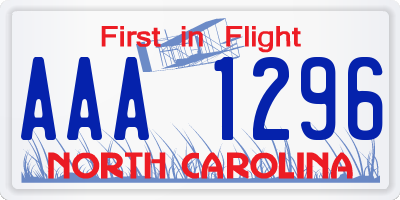 NC license plate AAA1296