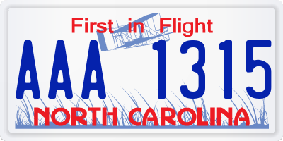 NC license plate AAA1315