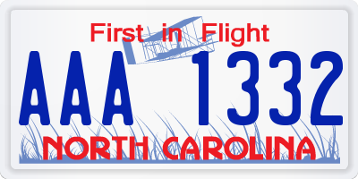 NC license plate AAA1332