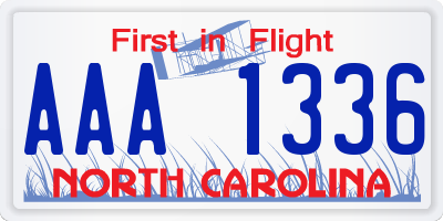 NC license plate AAA1336