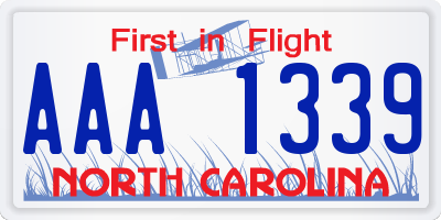 NC license plate AAA1339