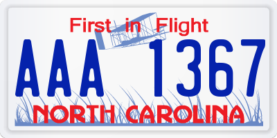 NC license plate AAA1367