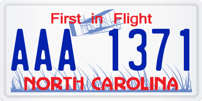 NC license plate AAA1371
