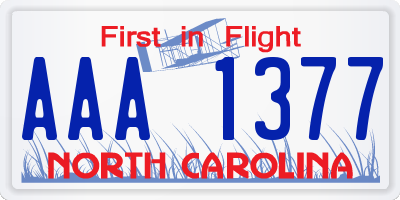 NC license plate AAA1377