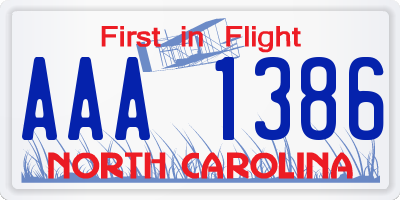 NC license plate AAA1386