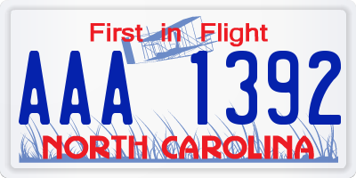 NC license plate AAA1392