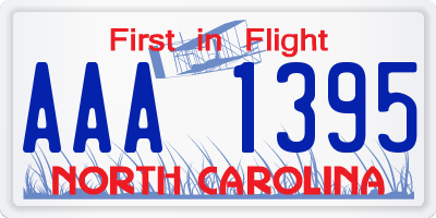 NC license plate AAA1395