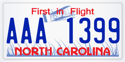 NC license plate AAA1399