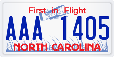NC license plate AAA1405