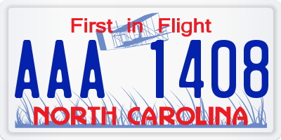 NC license plate AAA1408