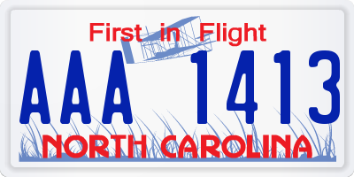 NC license plate AAA1413