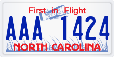 NC license plate AAA1424