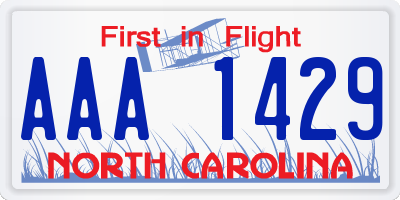 NC license plate AAA1429