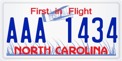 NC license plate AAA1434