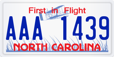 NC license plate AAA1439