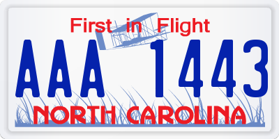 NC license plate AAA1443