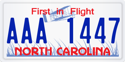 NC license plate AAA1447