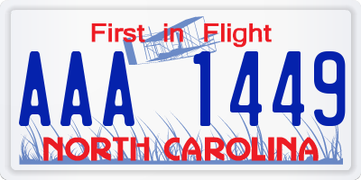 NC license plate AAA1449