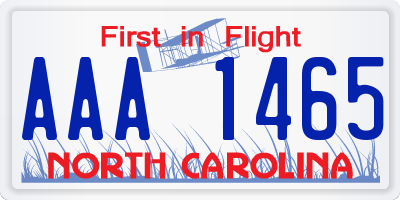 NC license plate AAA1465