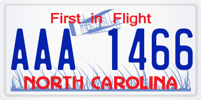 NC license plate AAA1466